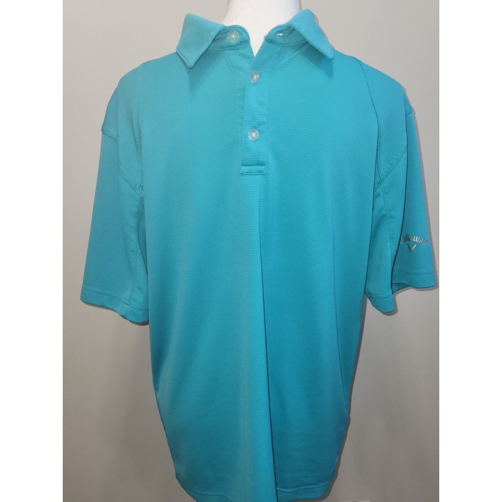 Callaway Men's Size Medium Turquoise Golf Short Sleeve Shirt - Preowned